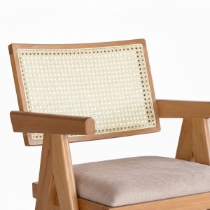 Ghế V-Leg có tay nệm bọc vải gỗ cao su - hình 1