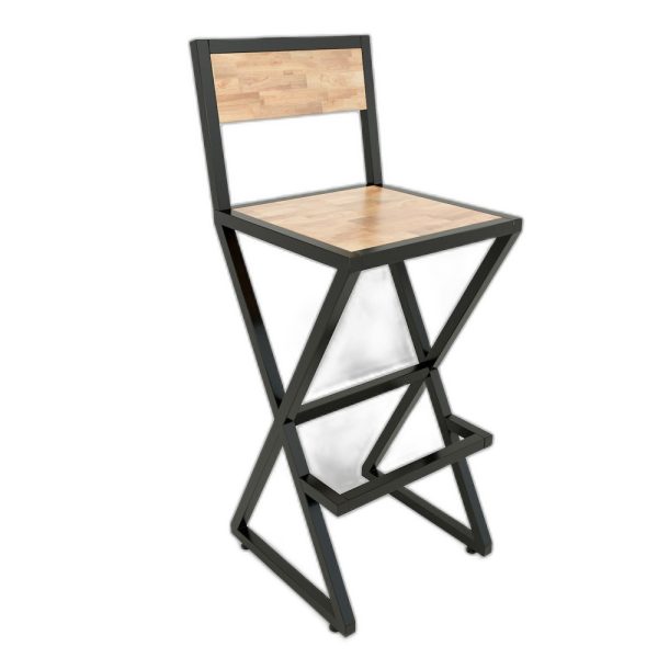 Ghế xBar khung sắt gỗ có lưng ( 40x40x75cm)- G