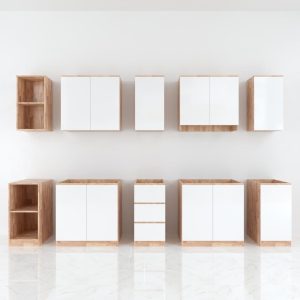 Hệ tủ bếp hiện đại gỗ cao su - hình 1