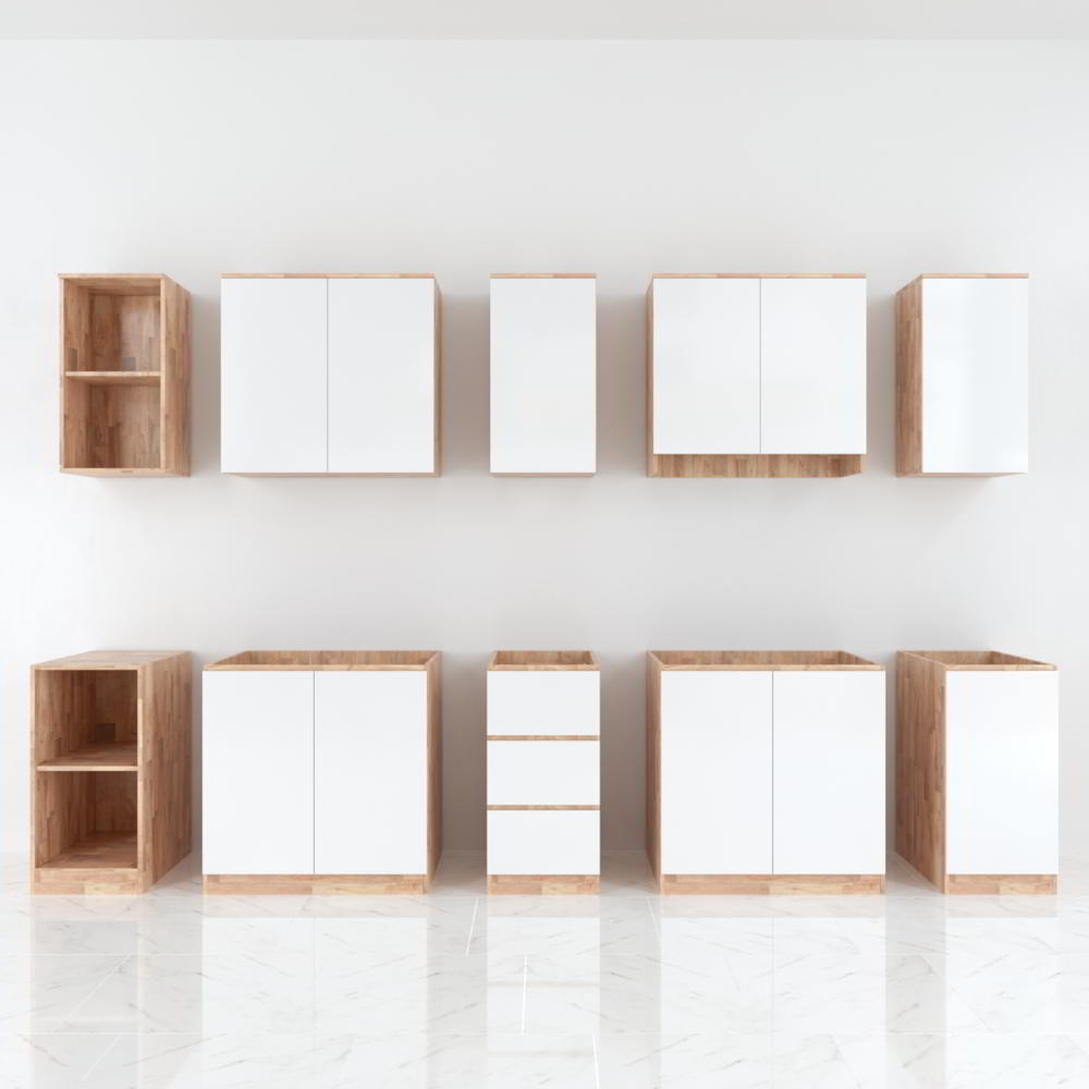 Hệ tủ bếp hiện đại gỗ cao su Hệ tủ bếp hiện đại gỗ cao su - hình 1