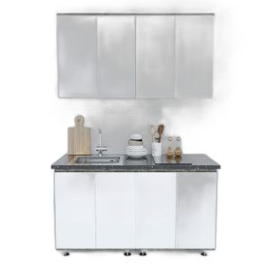 Hệ tủ bếp mini 1m4 hiện đại gỗ cao su chống ẩm