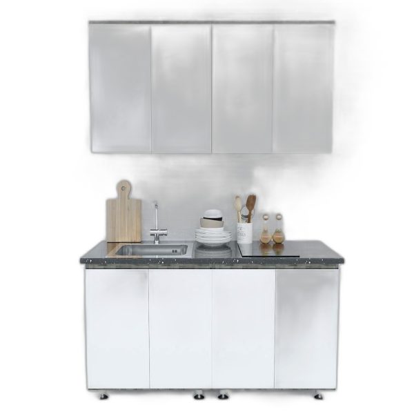 Hệ tủ bếp mini 1m4 hiện đại gỗ cao su chống ẩm
