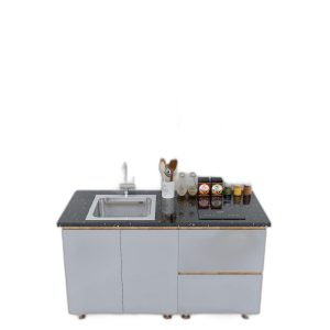 Hệ tủ bếp mini 1m4 hiện đại gỗ cao su chống ẩm