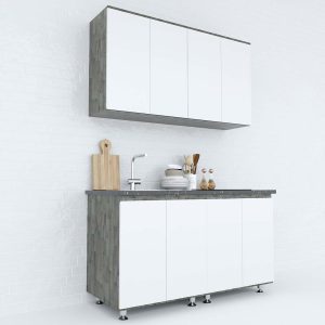 Hệ tủ bếp mini 1m4 hiện đại gỗ cao su chống ẩm - hình 1