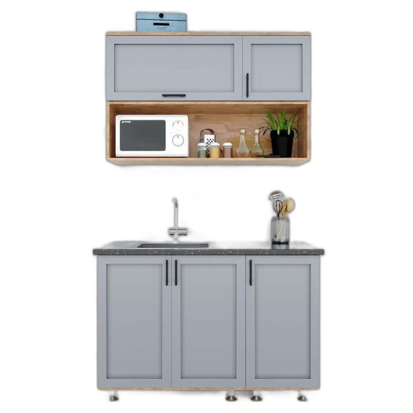Hệ tủ bếp mini gỗ cao su 1m2 nhỏ gọn hiện đại