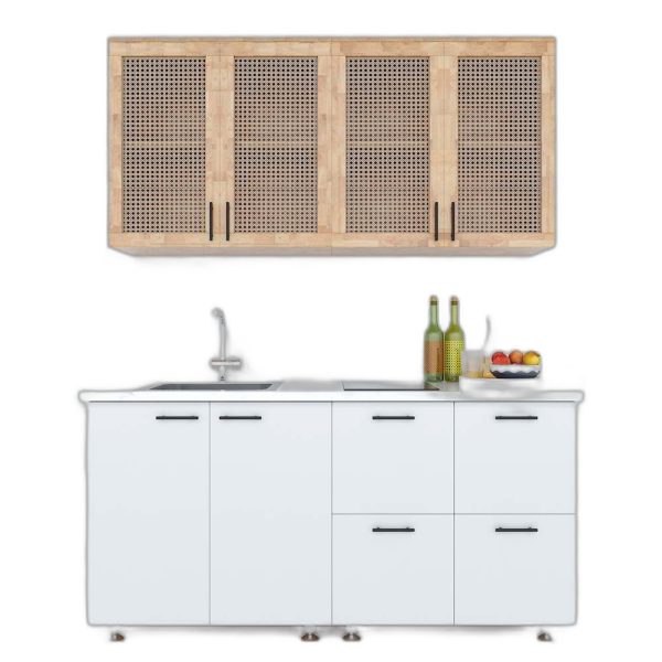 Hệ tủ bếp mini hiện đại 1m6 nhiều ngăn gỗ cao su chống ẩm