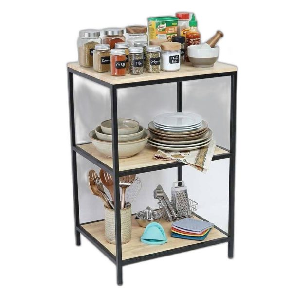 Kệ 3 tầng 60x50x100cm gỗ cao su khung sắt