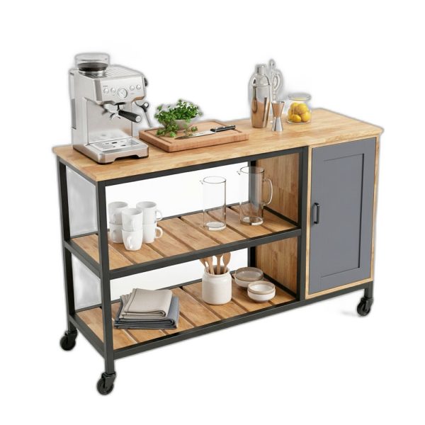 Kệ bếp di động 122x42x80cm gỗ cao su