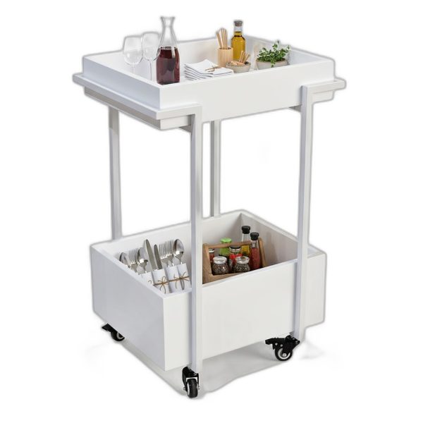Kệ bếp di động 2 tầng 54x44x84cm gỗ cao su