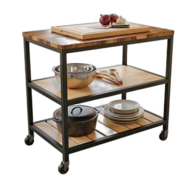 Kệ bếp di động 3 tầng 100x60x86cm gỗ tự nhiên