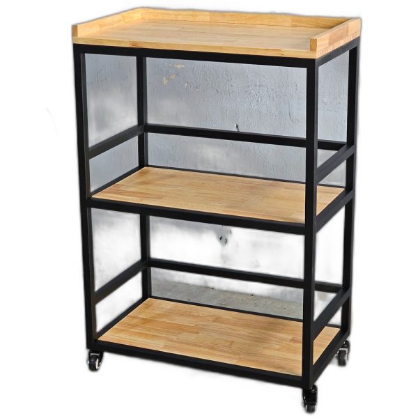 Kệ bếp di động 3 tầng 64x40x89cm gỗ cao su
