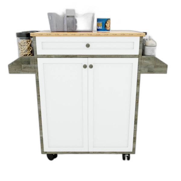 Kệ bếp di động đa năng KONA mặt gỗ tre (90x40x80cm)