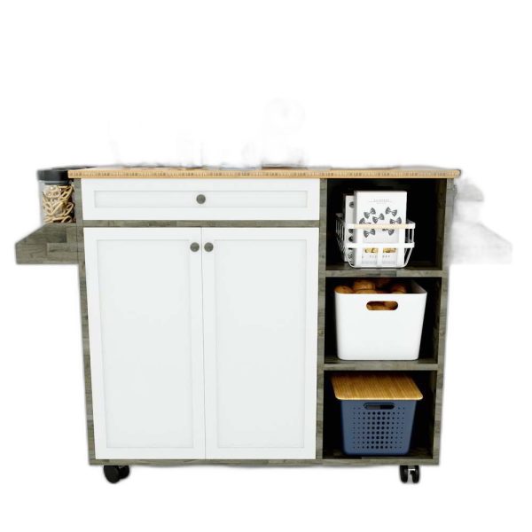 Kệ bếp di động KONA2 mặt gỗ tre (120x40x80cm)