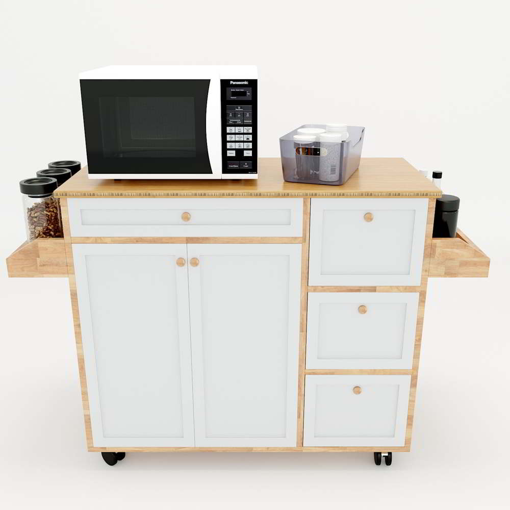 Kệ bếp di động KONA3 mặt gỗ tre (120x40x80cm) Kệ bếp di động KONA3 mặt gỗ tre (120x40x80cm) - hình 1