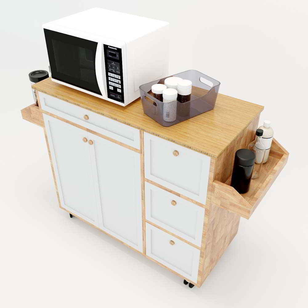 Kệ bếp di động KONA3 mặt gỗ tre (120x40x80cm) Kệ bếp di động KONA3 mặt gỗ tre (120x40x80cm) - hình 2
