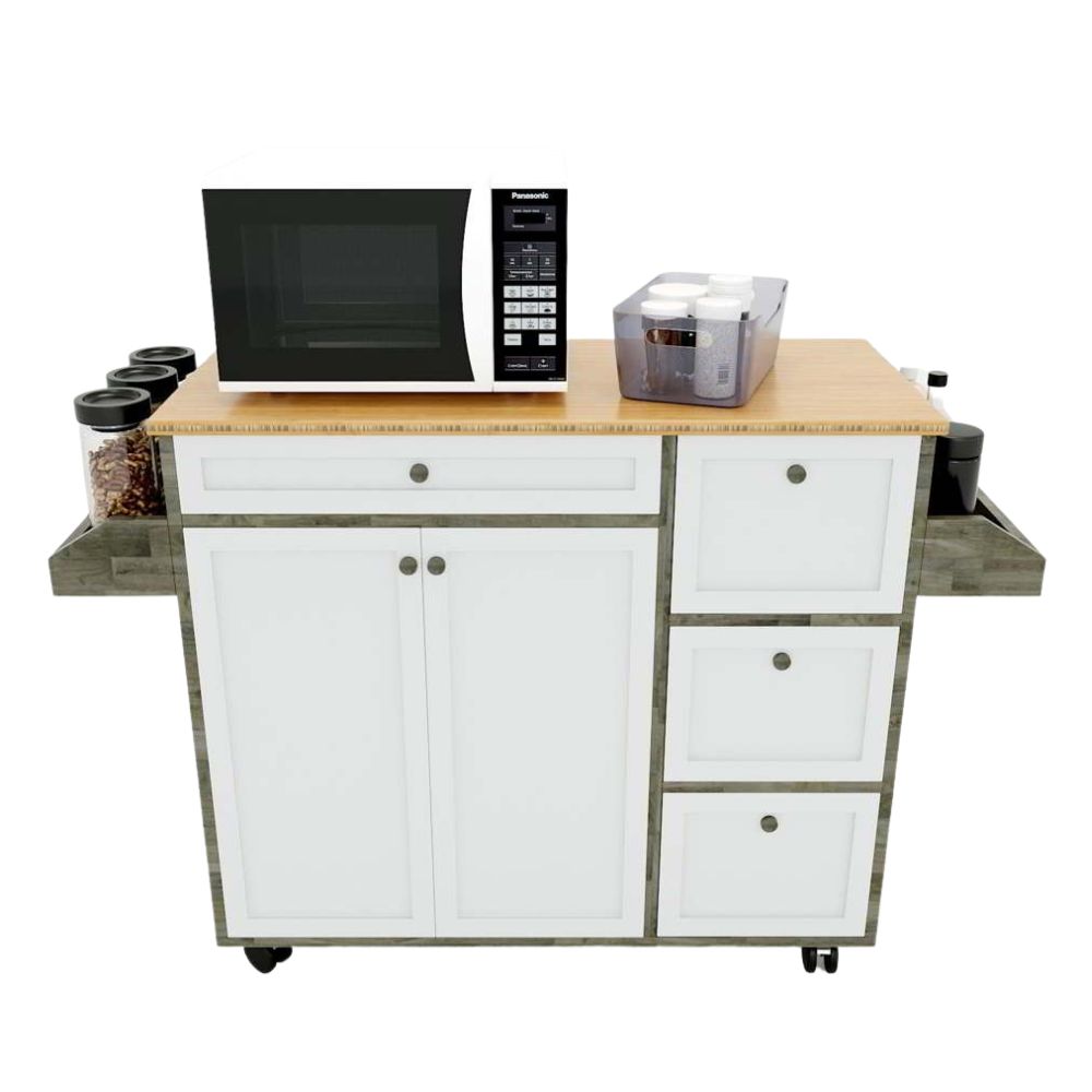 Kệ bếp di động KONA3 mặt gỗ tre (120x40x80cm) Kệ bếp di động KONA3 mặt gỗ tre (120x40x80cm) - hình 3