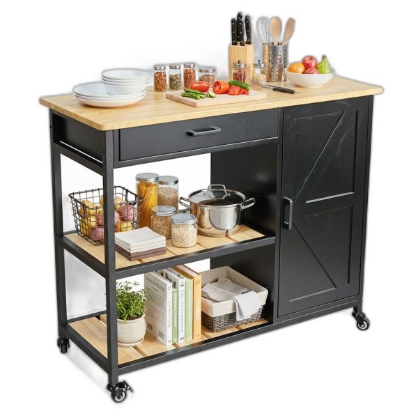 Kệ bếp di động REXO 105x45x95cm gỗ cao su