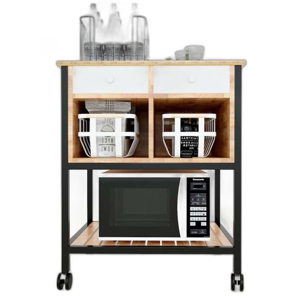 Kệ bếp di động TOMA khung sắt gỗ mặt gỗ tre (68x50x84cm)