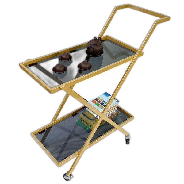Kệ đẩy 2 tầng mặt kính khung sắt