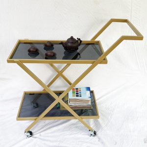 Kệ đẩy 2 tầng mặt kính khung sắt - hình 1