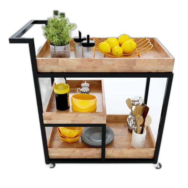 Kệ đẩy di động 3 tầng đa năng có bánh xe