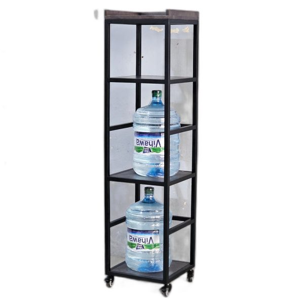 Kệ để bình nước di động 40x40x160cm gỗ cao su