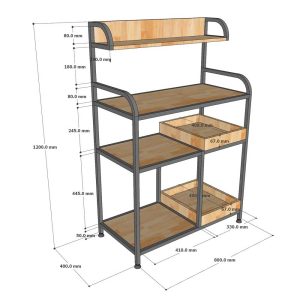 Kệ để đồ nhà bếp gỗ cao su khung sắt - hình 1