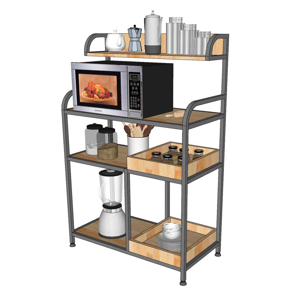 Kệ để đồ nhà bếp gỗ cao su khung sắt Kệ để đồ nhà bếp gỗ cao su khung sắt - hình 2