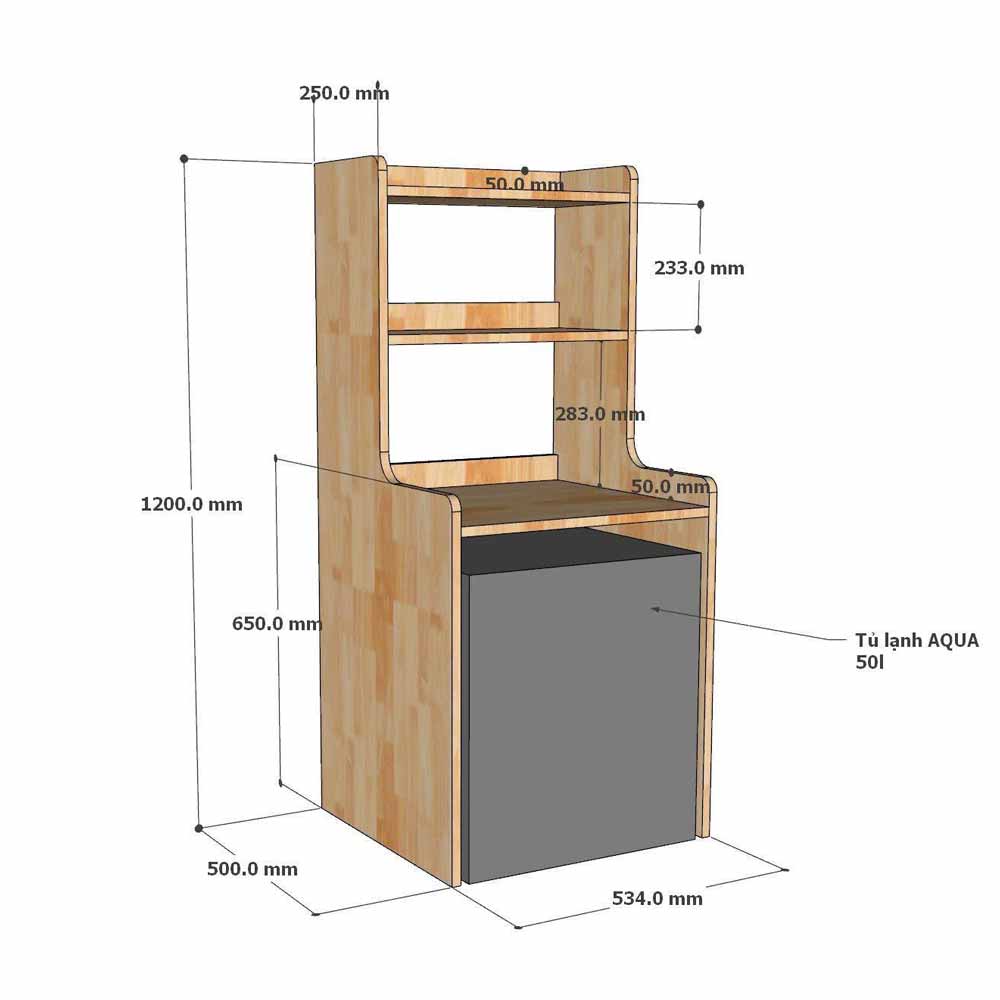 Kệ để tủ lạnh mini 50 lít 54x50x120cm gỗ cao su Kệ để tủ lạnh mini 50 lít 54x50x120cm gỗ cao su - hình 1