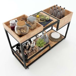 Kệ di động đa năng gỗ cao su khung sắt sơn tĩnh điện - hình 1