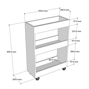 Kệ gia vị di động ROLA 60x25x80cm gỗ cao su - hình 1