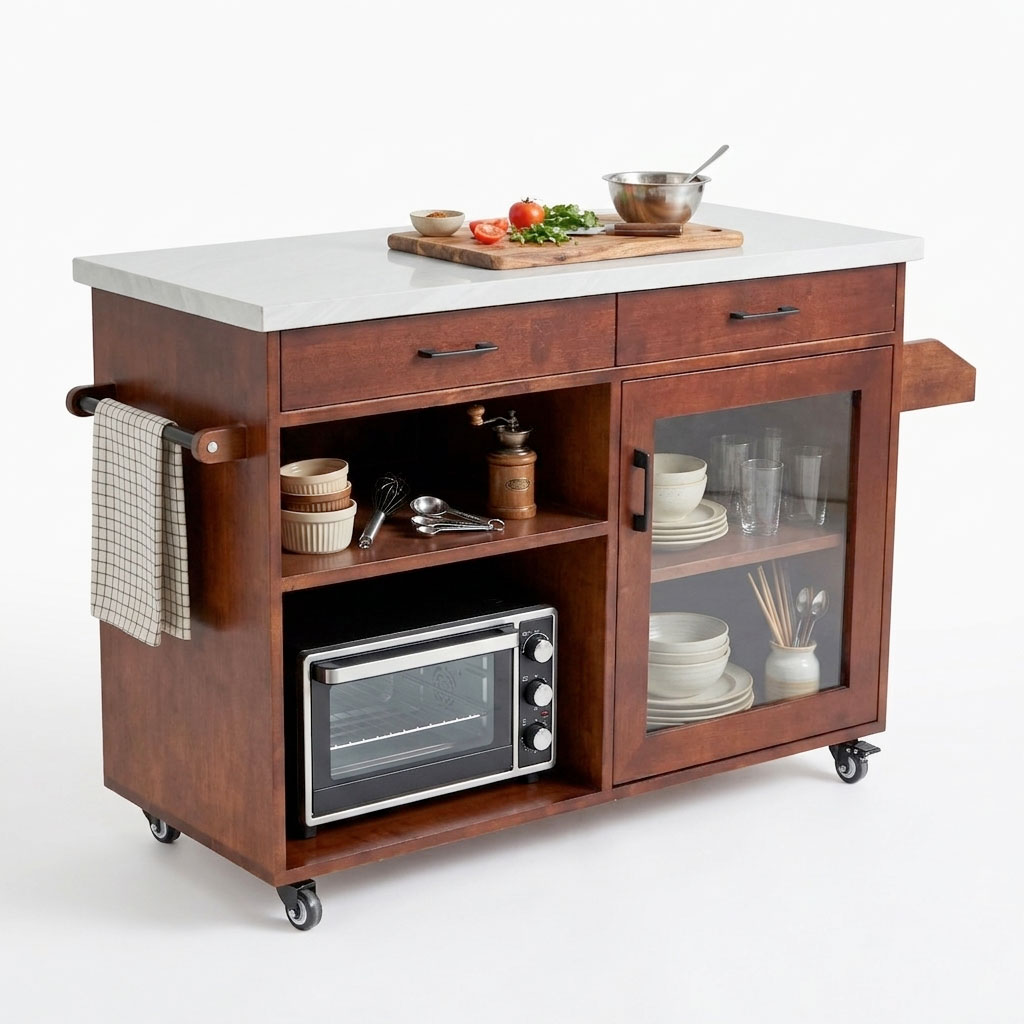Kệ lò vi sóng 60x50x132cm gỗ cao su Kệ lò vi sóng 60x50x132cm gỗ cao su - hình 2