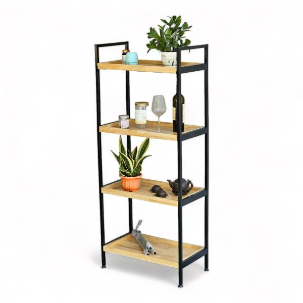 Kệ nhà bếp 4 tầng 64x35x150cm gỗ cao su khung sắt - hình 5