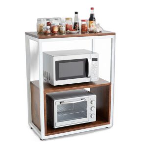 Kệ nhà bếp 68x35x82cm gỗ cao su khung sắt