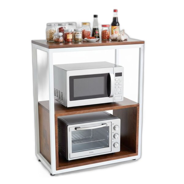 Kệ nhà bếp 68x35x82cm gỗ cao su khung sắt