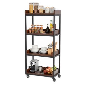 Kệ nhà bếp di động 50x30x120cm gỗ cao su