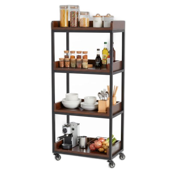 Kệ nhà bếp di động 50x30x120cm gỗ cao su