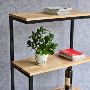 Kệ nhà bếp lắp ráp 70x30x120cm khung sắt gỗ cao su - hình 1