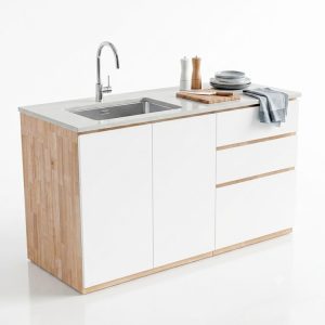 Module tủ bếp dưới để bếp 80x59x82cm gỗ cao su - hình 1