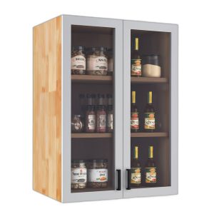Module tủ bếp trên 60cm hệ 2 cửa kính mở