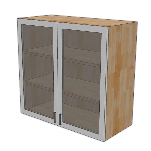 Module tủ bếp trên 80cm hệ 2 cửa kính mở