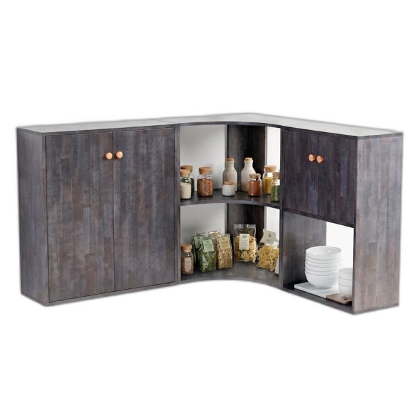 Module tủ bếp treo góc tường 150x130x90cm gỗ cao su