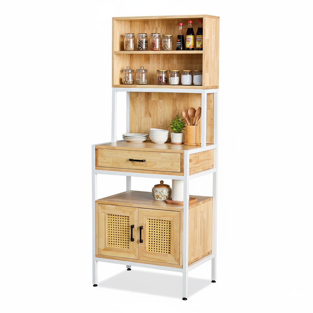 Tủ bếp đa năng 62x48x170cm gỗ cao su Tủ bếp đa năng 62x48x170cm gỗ cao su - hình 1