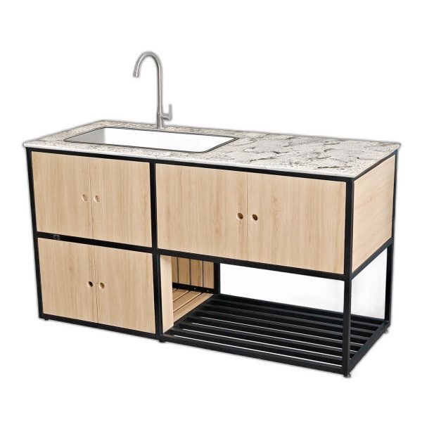 Tủ bếp dưới 150x60x85cm gỗ plywood khung sắt