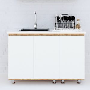 Tủ bếp dưới 1m2 gỗ cao su - hình 1