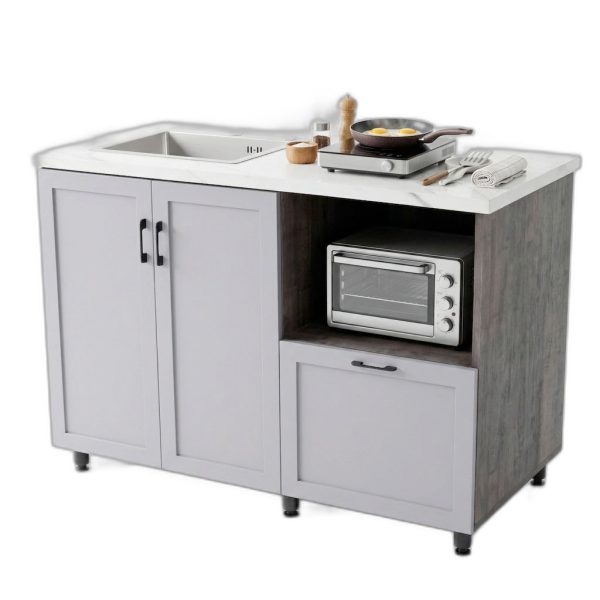 Tủ bếp dưới 1m2 gỗ cao su cửa chạy viền