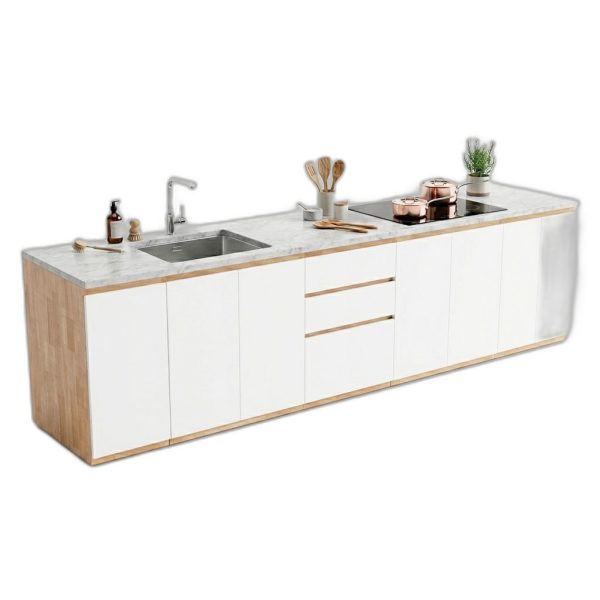 Tủ bếp dưới 323x60x85cm mặt đá hoa cương gỗ cao su