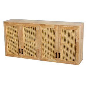 Tủ bếp trên 4 cánh gỗ cao su cửa lưới 160x35x75cm