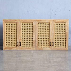 Tủ bếp trên 4 cánh gỗ cao su cửa lưới 160x35x75cm - hình 1