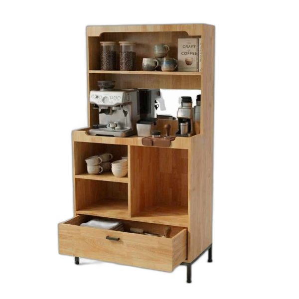 Tủ để máy pha cafe gia đình - văn phòng 80x40x150cm gỗ cao su